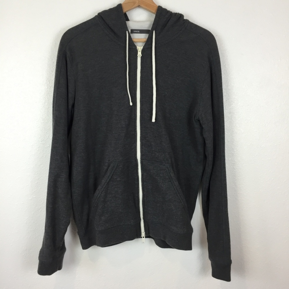 Vince Thermal Knit Zipper Front Hoodie Size M